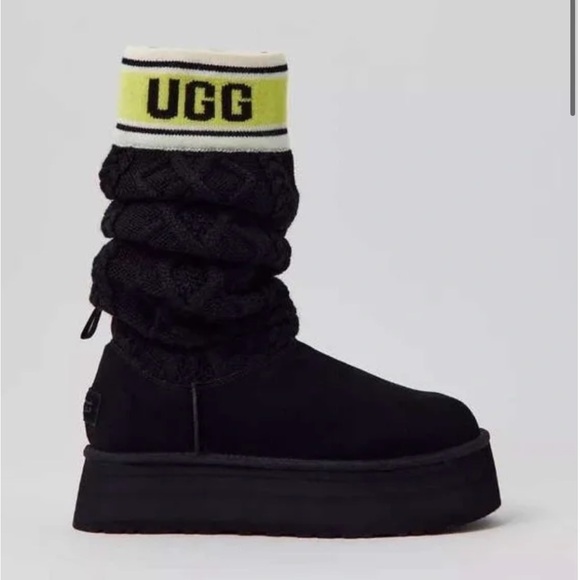 UGG authentic Sweater Letter Tall Boot black over the knee